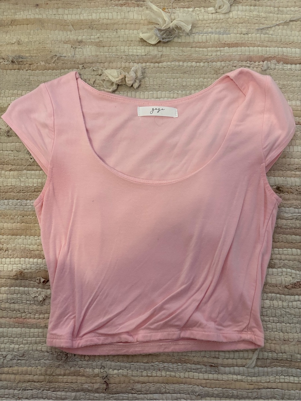gaze Soft Pink Scoop-Neck Crop Top